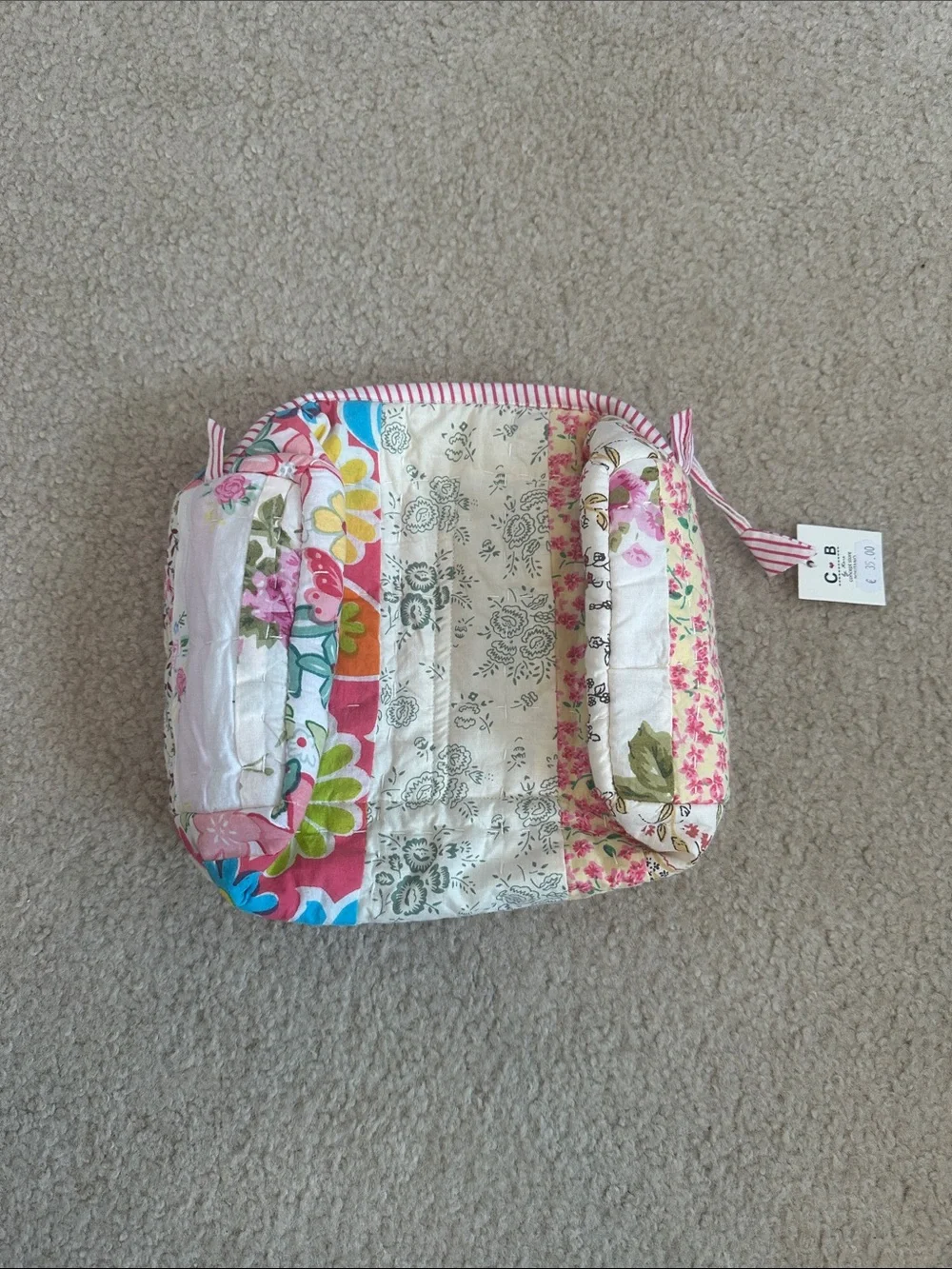 C·B Positano Pink Floral Quilted Cosmetic Pouch